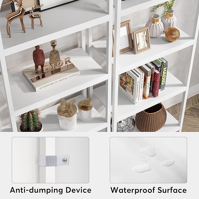 Tribesigns 4-Tier Open Bookshelf, 70.8" Industrial Wood Bookcase Storage Shelves with Metal Frame, Freestanding Display Rack Tall Shelving Unit for Office, Bedroom, Living Room (White, 1PC)
