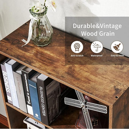 oneinmil 6 Tier Bookshelf and Bookcase Set of 2,Wooden Bookshelves with Cabinet Doors, Floor Bookshelves and Office Storage Cabinets for Home Office, Living Room,Brown