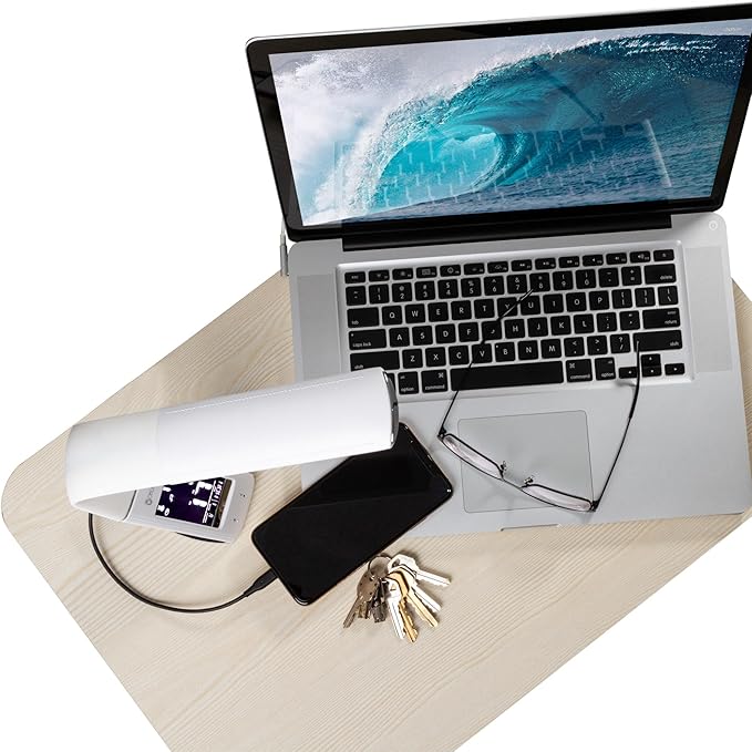 OttLite Thrive LED Sanitizing Desk Lamp with Clock and USB Charging - Eliminates up to 99.9% of Bacteria, Touch Activated, Flexible Neck, Modern Light for Reading, Crafting & Office Desktop