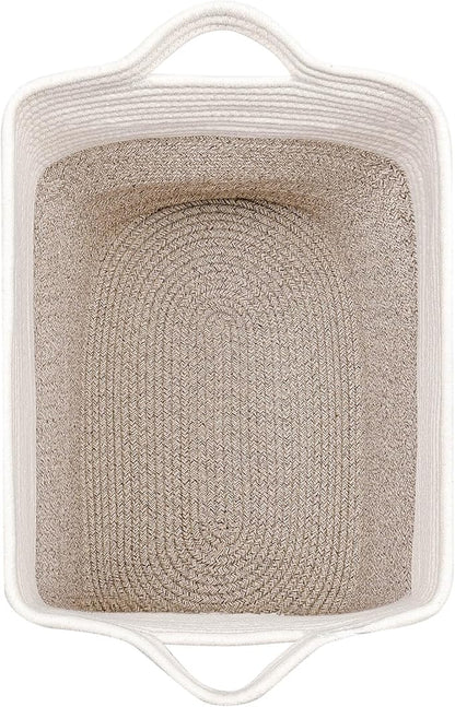 Extra Large Tall Basket Folding Bamboo Rectangle Handle Bins With Handle, Bathroom Dirty Clothes Basket, Bedroom, Toy, Pillows, Closet Organizer White Brown Collapsible Laundry Baskets