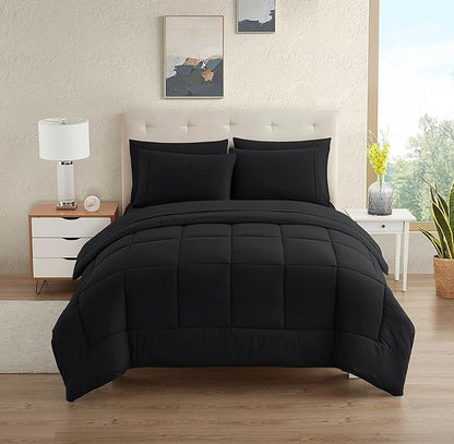 Sweet Home Collection College Bedding Set, 5 Piece Twin XL Comforter Set with 2 Pillowcases, Black