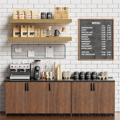 Heimlove 32 Inch Floating Shelves for Wall,Oak 9.3" Deep Floating Shelf Set of 2,Wall Mounted Shelves for Bathroom Bedroom Living Room Kitchen Office,Shelf for Books Storage Room,Home Decor