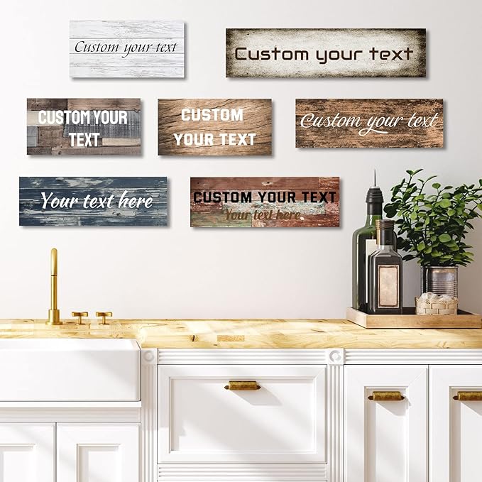 LZIMU Custom Signs for Wall Personalized Canvas Prints Sign with Your Text Customized Family Sign Wall Art for Rustic Farmhouse Home Decor (4"x8")