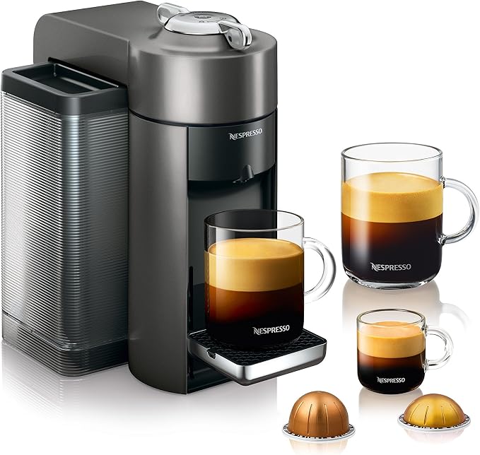Nespresso Vertuo Coffee and Espresso Machine by De'Longhi, 54 ounces, Titan, Grey