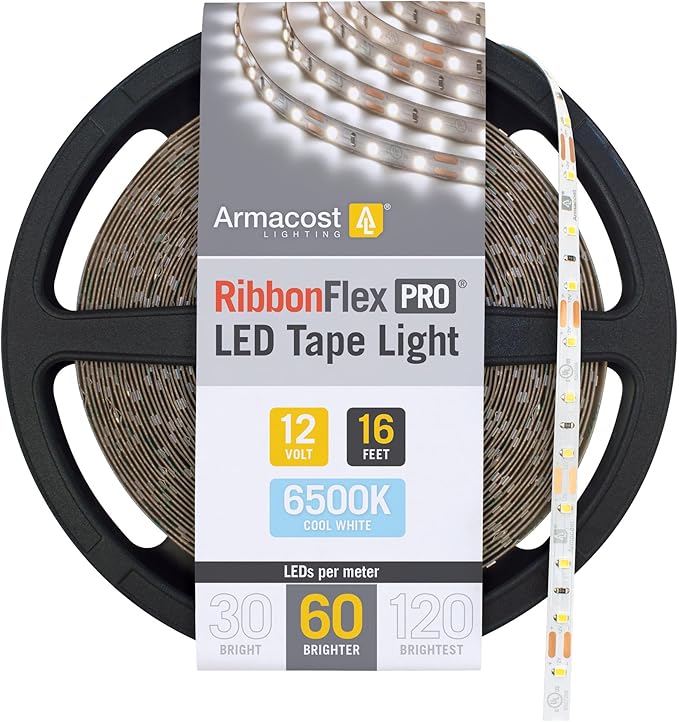 Armacost Lighting RibbonFlex Pro LED Tape Light, Daylight (6500K), 60LEDs/M, 16.4' (5M) 12V, 182231