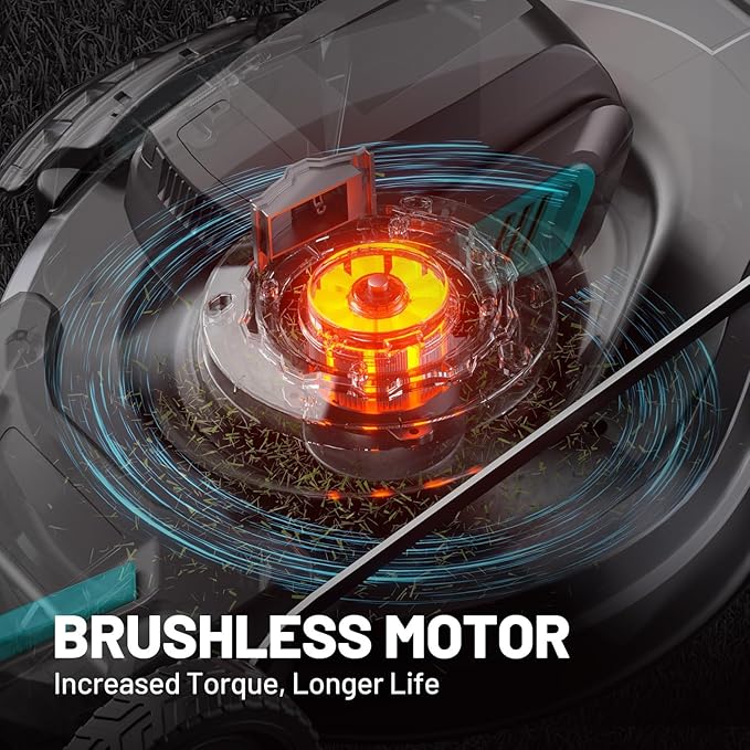 40V 21.1 inch Self-Propelled Lawn Mower Cordless, 3-in-1 Brushless Electric Lawn Mower with 6-Position Cutting Height Adjustment, 2 * 8.0Ah Battery & Dual Charger Included