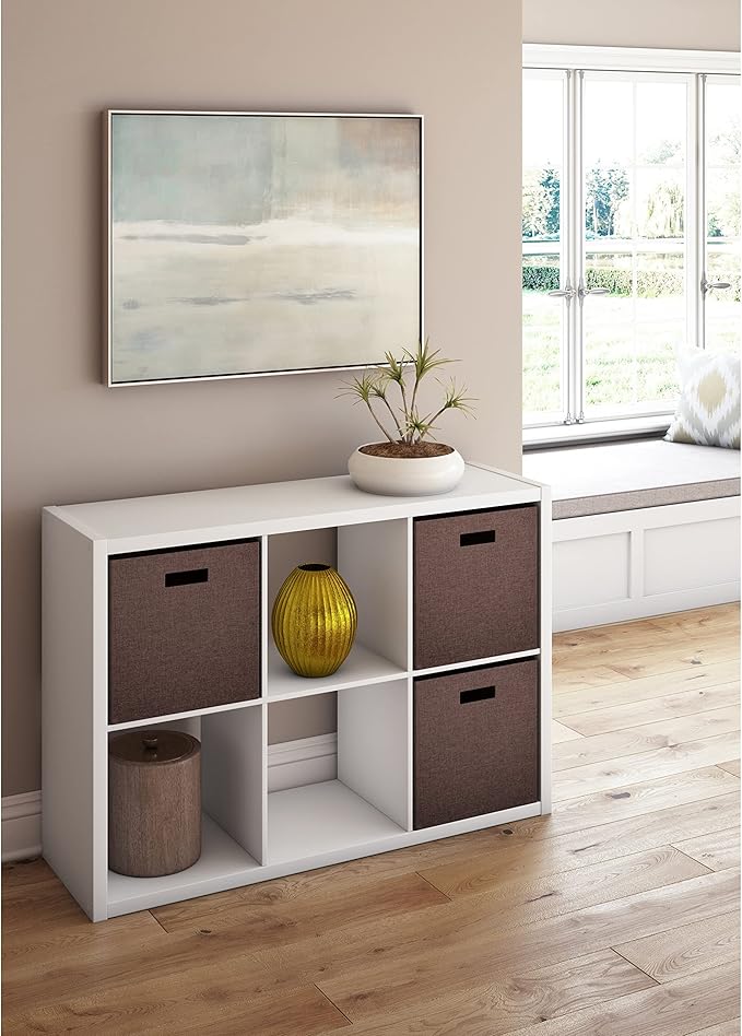 ClosetMaid 4569 Decorative Open Back 6-Cube Storage Organizer, Bleached Walnut