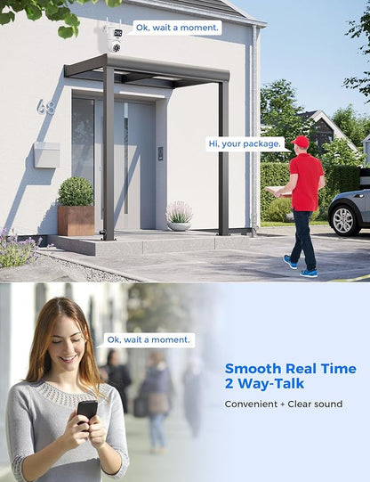 Hiseeu Wireless Security Camera Dual Lens 5G/2.4G WiFi PTZ Camera Outdoor,Power Cord,IP65 Waterproof Motion Tracking,Color Night Version, No-Monthly Fees Works with Wireless Camera System