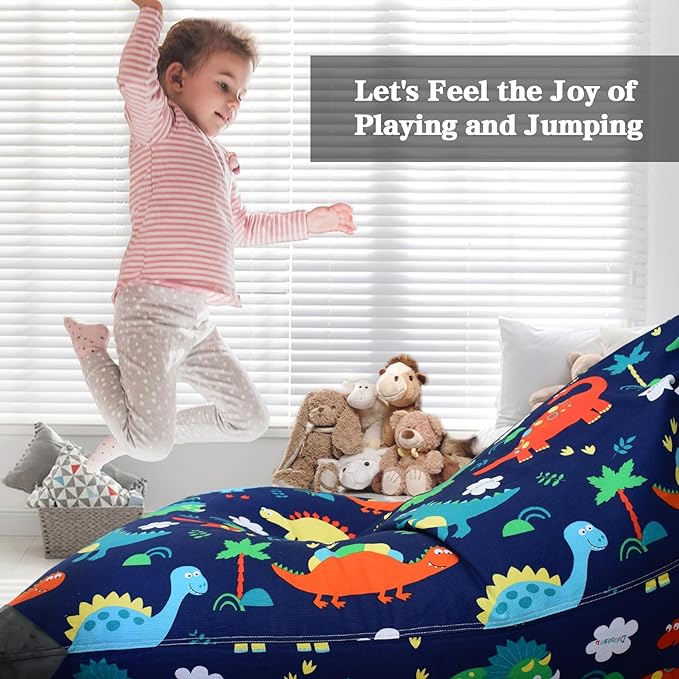 Jorbest Stuffed Animal Storage Bean Bag Chair for Kids Adults, Stuffed Animal Bean Bag Storage, Dinosaur Bean Bag Stuffed Animal Storage, Dinosaur Kids Bean Bag Chair Cover - Cover ONLY (200L/52 Gal)