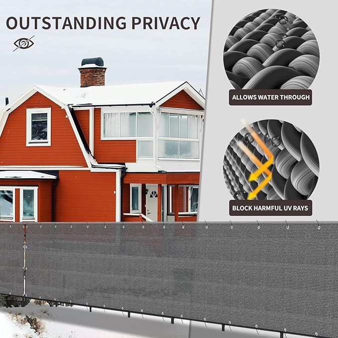 LOVE STORY Custom Size 3.3'x30' Dark Grey Balcony Privacy Screen,UV Block Privacy Fence Screen,90% Shield for Outdoor Pool Garden Apartment Railing