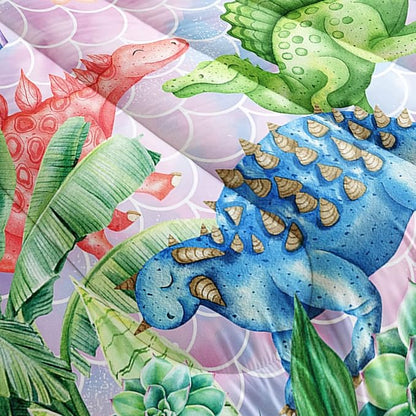 Datura home Kids Dinosaur Comforter Set for Girls Women,Cute Mermaid Scales and Rainbow Cloud Printed Pattern Kawaii Dinosaur Bedding Set with 2 Pillowcases(Dinosaur Rainbow Queen)