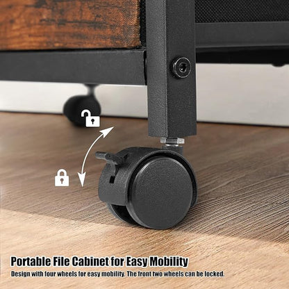 TOPSKY 4 Drawers Mobile Fabric Lateral File Cabinet with Casters for Letter SIze File (Black)