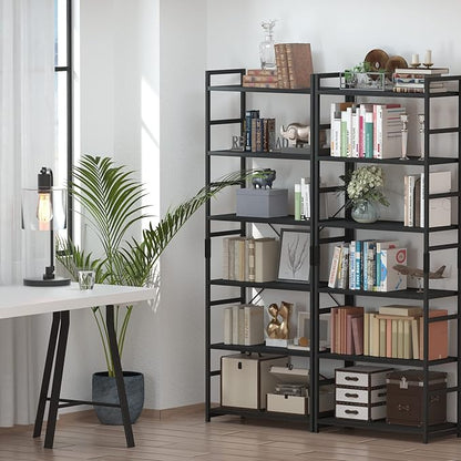 NUMENN 6 Tier Bookshelf, Tall Bookcase Shelf Storage Organizer, Modern Book Shelf for Bedroom, Living Room and Home Office, Black