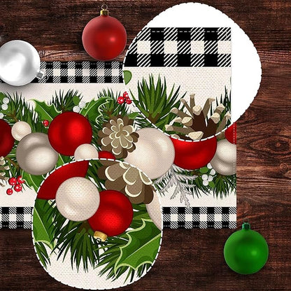 Nepnuser Black and White Gingham Christmas Table Runner 90 Inches Long Buffalo Check Plaid Xmas Decoration Holiday Home Kitchen Decor