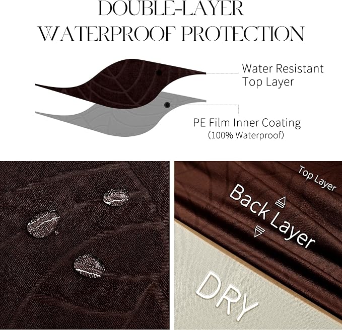 MOSAYT 100% Waterproof Dining Room Chair Covers Set of 4, Super Fit Stretch Jacquard Parson Chairs Slipcovers Removable Washable Chair Seat Protectors for Home, Kitchen, Banquet (Chocolate)