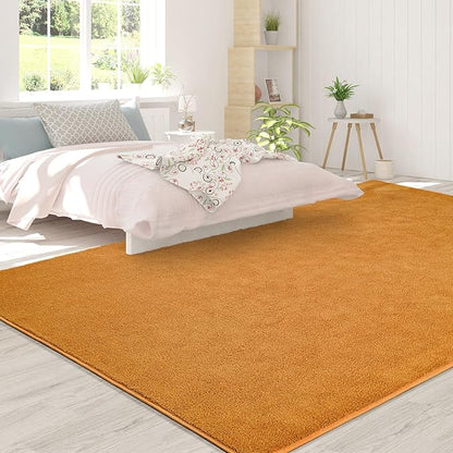 Area Rugs for Bedroom Living Room, 4x6 Orange Super Soft Comfy Thickened Memory-Foam Indoor Carpets, Modern Aesthetic Minimalist Carpet for Boys Girls Adults Apartment Nursery Home Décor