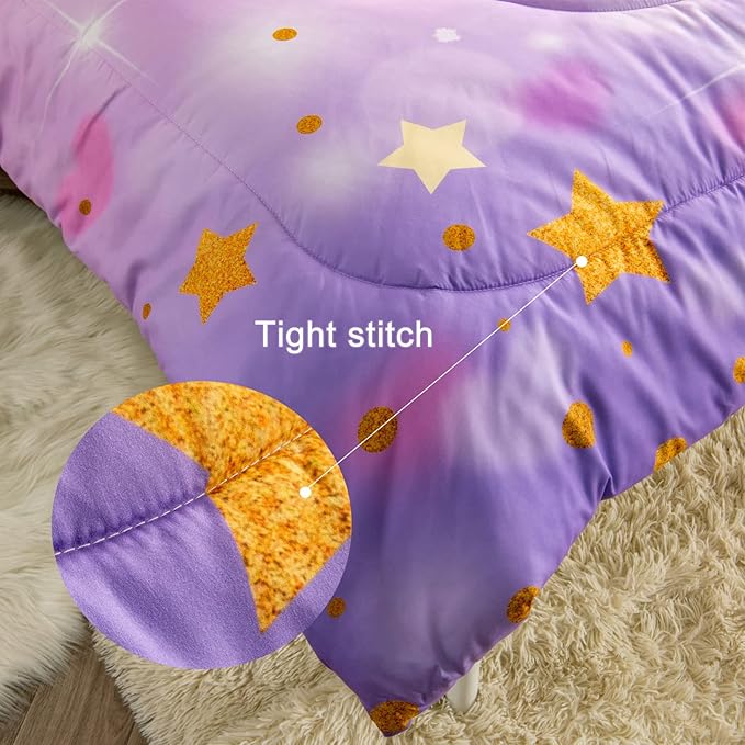 Unicorn Full Bedding Sets for Girls Kids Comforter Set Full Size with 2 Pillowcases Purple Unicorn Room Decor for Girls Bedroom Ultra Soft Machine Washable Toddler Bed Set