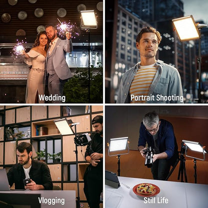 Neewer 2 Packs Dimmable Bi-Color 480 LED Video Light and Stand Lighting Kit Includes: 3200~5600K CRI 96+ LED Panel with U Bracket, 75 inches Light Stand for YouTube Studio Photography, Video Shooting