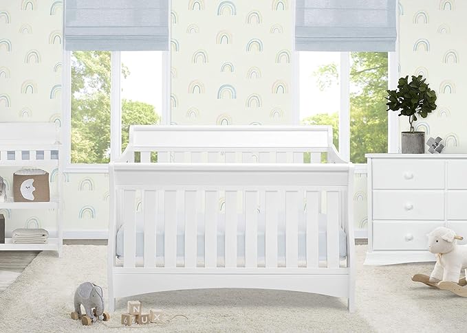 Delta Children Bentley S Series 4-in-1 Convertible Baby Crib, White