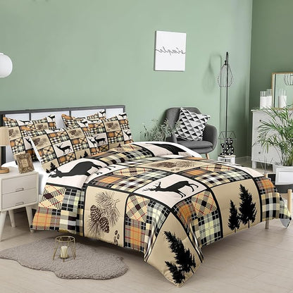NINENINE Deer Bedding Set Camo American Flag Comforter Set Twin Bedding Set for Boys Hunting Bedding Set for Kids,Teen Camouflage Bedding Sets with 1 Comforter 1Pillowcase