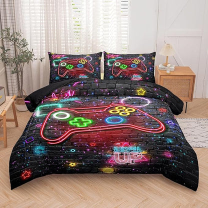 Boys Bedding Sets Twin Size, Gaming Comforter Sets for Boys, Boys Twin Comforter Set, Teen Boy Gamer Bedding Set with 1 Pillowcase…