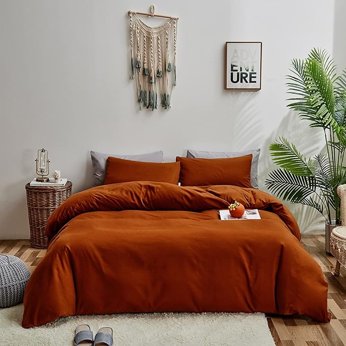 Burnt Orange Comforter Queen Rust Bedding Set Queen Reddish Caramel Color Terracotta Comforter 3 Pieces Women Lightweight Burnt Orange Queen Blanket Rust Queen Bed Comforter Set Durable