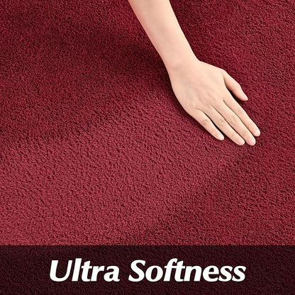 Round Area Rugs for Bedroom Living Room, 6x6 Rose Red Super Soft Comfy Thickened Memory-Foam Indoor Circle Carpets, Modern Aesthetic Minimalist Carpet for Boys Girls Adults Nursery Home Décor