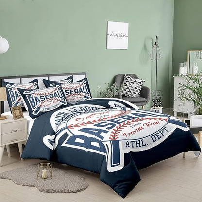 Bodhi Boys Baseball Comforter Set King Size,Sports Comforter for Boys,Baseball Comforter Set King,Baseball Bedding Set for Kids,Teen Comforter Bedding Set King with Pillowcases
