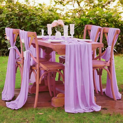 Pack of 20 | Orchid | 10ft Chiffon Table Runner 29x120 Inches Long Romantic Rustic Sheer Gauze Runner for Wedding Bridal Shower Birthday Banquets Engagement Spring Easter Boho Decorations
