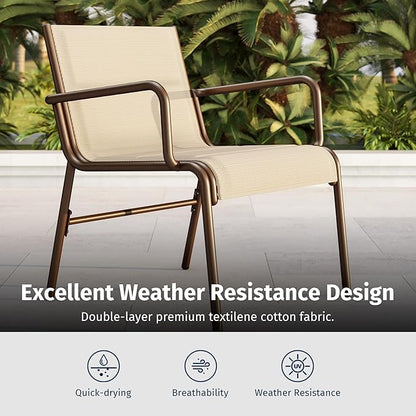 EAST OAK 4-Piece Patio Furniture Set, Waterproof Outdoor Furniture Set, Patio Sofa with Coffee Table for Balcony or Porch, 4 Seats Patio Conversation Sets for Backyard in Beige
