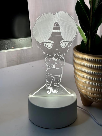 Jin Kpop Bangtan Boys LED Night Light Bedroom Desk Lamp - Perfect Holiday Gift, Birthday Gift, Christmas Gift (Novelty Item, Limited Stock)