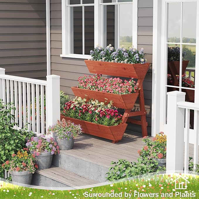 Raised Garden Bed, 3 Tier Vertical Garden Planter for Indoor & Outdoor, Raised Planter Box with Legs, Garden Planter Box for Flowers/Vegetables/Plants