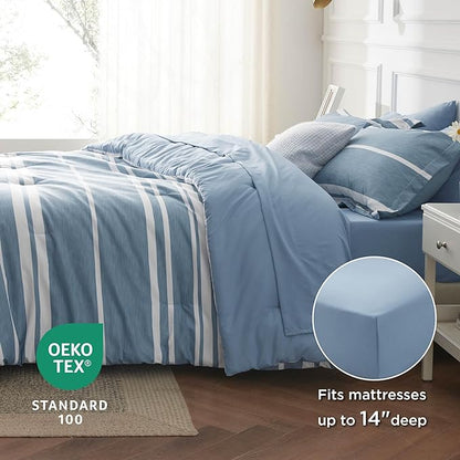 Bedsure Comforter Set Queen - Bed in a Bag Queen 7 Pieces, Bedding Sets Bed Set with Comforter, Sheets, Pillowcases & Shams