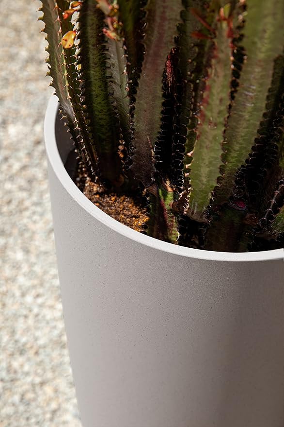 Veradek Mason Series Vega Planter - Round Tall Planter for Indoor or Outdoor Porch/Patio | Made from Plastic-Stone Composite with Drainage Holes | Modern Décor for, Flowers, Interior Plants