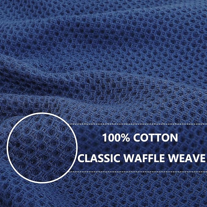 Homaxy 100% Cotton Waffle Weave Kitchen Dish Towels 24-Pack, Navy Blue | 13 x 28 Inches, Ultra Soft Absorbent Dish Towels, Quick Drying Cleaning Towels