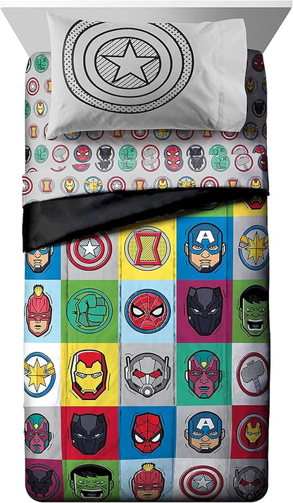 Jay Franco Marvel Avengers Pop 7 Piece Full Size Bed Set - includes Comforter & Sheet Set - Super Soft Fade Resistant Microfiber (Official Marvel Product)