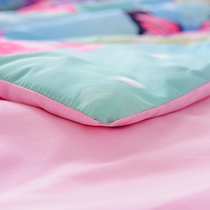 Btargot 3 Piece Butterfly Pattern Girls Comforter Set with 2 Pillow Covers, Gradient Line Rainbow Printed Bedding Set for Women, Full Multi Color