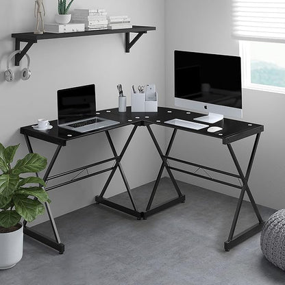 NicBex Laik-DW-00047-DX Desks, 51" W x 51" D x 29" H, Black