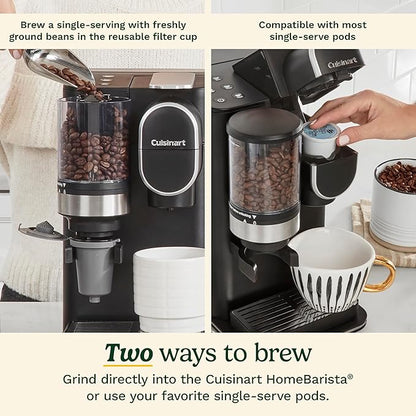 Cuisinart Single-Serve Coffee Maker + Coffee Grinder with 8 oz., 10 oz., and 12 oz. Serving Size, Compatible with Single-Cup Pods, 48-Ounce Removable Reservoir, Stainless Steel, DGB-2 | Serving Size, Single-Cup Pods, 48-Ounce Removable Reservoir, DGB-2