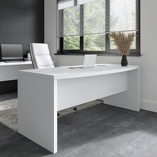 Bush Business Furniture Echo Bow Front Desk, 72W, Pure White
