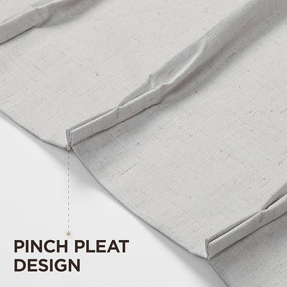 Joydeco Pinch Pleated Linen Curtains Darkening Drapes for Bedroom, 100% Blackout Drapes 96 inches Long 2 Panels Heat Blocking Curtains(Ivory,40'' Wx96'' L)