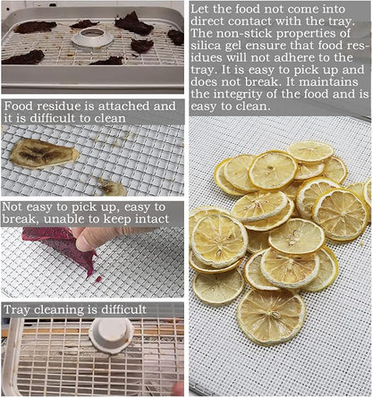 Silicone Dehydrator Sheet for Magic Mill MFD-7100 MFD-7070, 7-Pack 12x13 inch Reusable Drying Tray Liners - BPA-Free Easy Clean - Healthy Snacks - Jerky Herbs Fruit