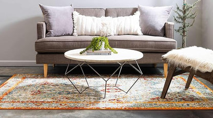 Unique Loom Rosso Collection Vintage, Traditional, Bohemian, Geometric, Distressed, Southwestern Area Rug, 8' 0" x 10' 0", Beige/Orange