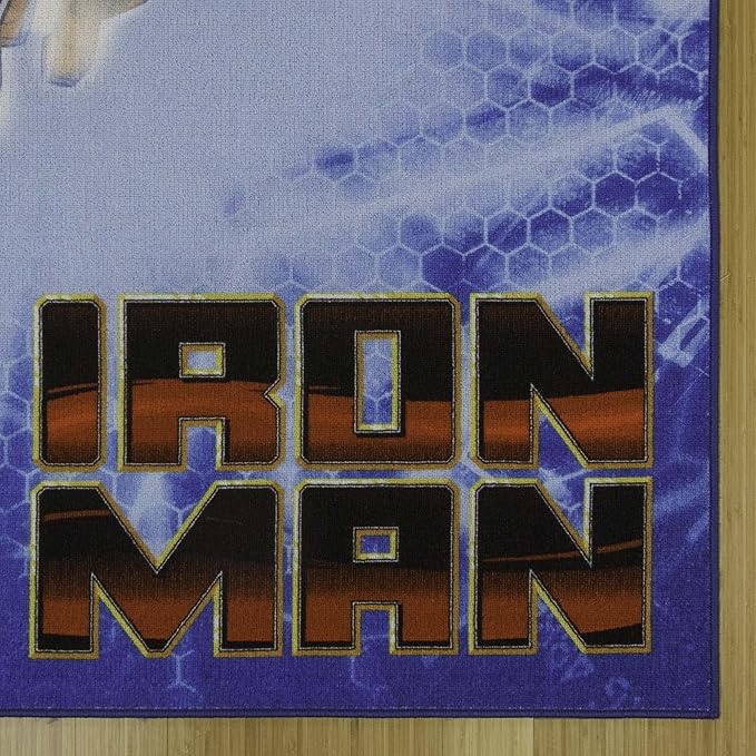 Gertmenian Marvel Rug Boys Childrens Bedroom Decor Kids Home Play Room Mat Bedding Area Carpet; 54x78 Large, Iron Man Superhero Navy Blue; 47329