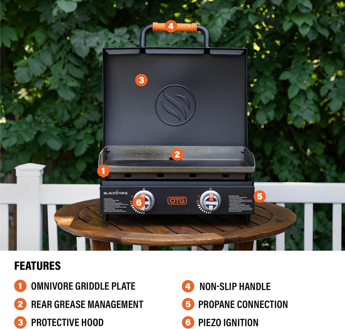 Blackstone OTG Outdoor Tabletop Griddle with Built-in Hood, Black, 22 Inch | Portable Grill Appliance for Camping, Tailgate Grilling, and On-the-Go Kitchen Cooking