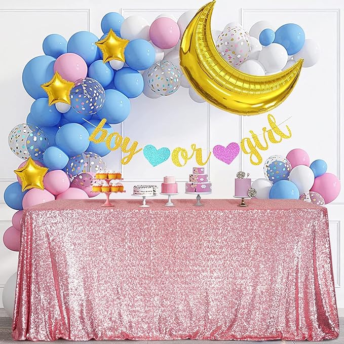 SquarePie Sequin Tablecloth 60 x 120 Inch Fuchsia Pink Sparkly Table Linen for Wedding Party