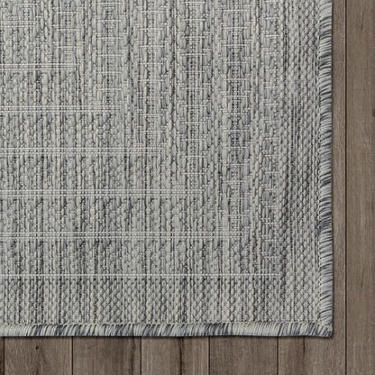 Adiva Rugs Outdoor Indoor Area Rug, Weather Resistant, Easy to Clean, Stain Resistant Floor Mat for Dining Room, Backyard, Deck, Patio (Silver Weiss, 2'6" x 7')