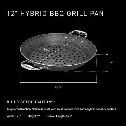 HexClad Hybrid Nonstick BBQ Grill Pan, Dishwasher-Friendly, BBQ and Oven-Safe Up to 900°F