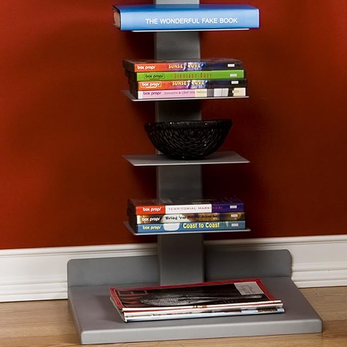 SEI Furniture 11- shelf Metal Spine Book Tower, Silver