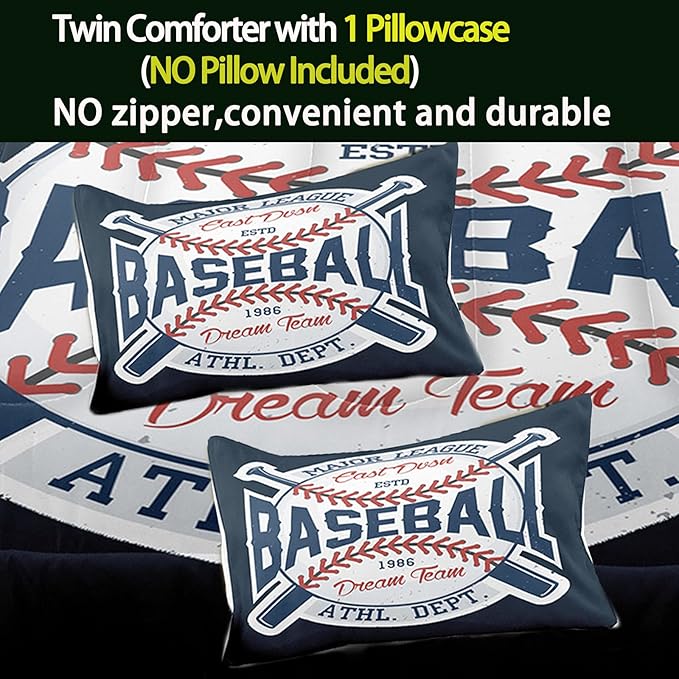 Bodhi Boys Baseball Comforter Set King Size,Sports Comforter for Boys,Baseball Comforter Set King,Baseball Bedding Set for Kids,Teen Comforter Bedding Set King with Pillowcases